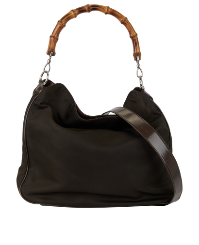 Bamboo 2-Way Hobo, &pound;295, Handbags, Brown, Nylon, Front view
